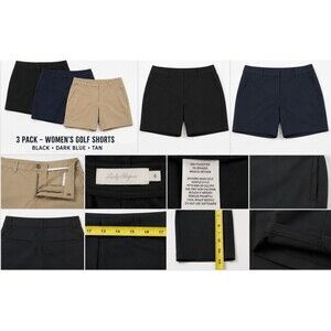 Lady Hagen Women's Golf Shorts Lot of 3 Size 10 Stretch Black Blue Tan